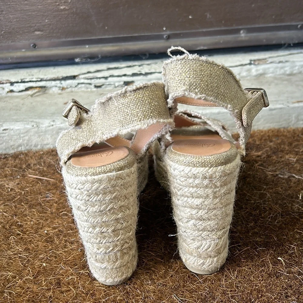 Castaner Bromelia Frayed Canvas Wedge Espadrilles Sz EU 39 Bohemian Vacation